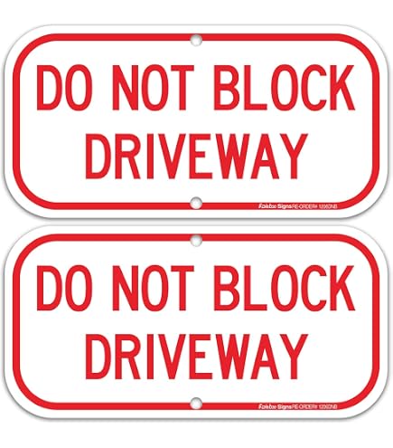 2PC Do Not Block Driveway Sign, 14 x 10 Inches - Aluminum - Active